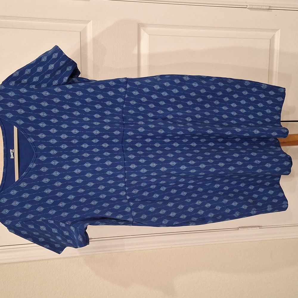 Duluth Trading Co Blue Patterned Women's Dress